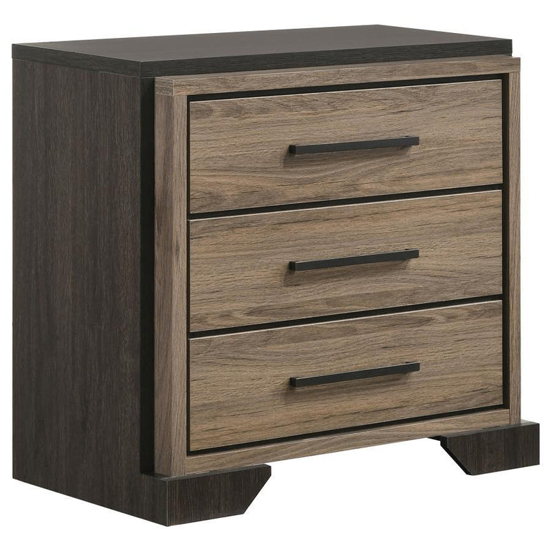 Baker - 3-Drawer Nightstand - Brown and Light Taupe.