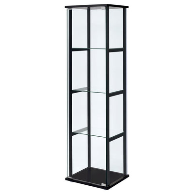 Cyclamen - 4-Shelf Glass Curio Cabinet - Black and Clear.