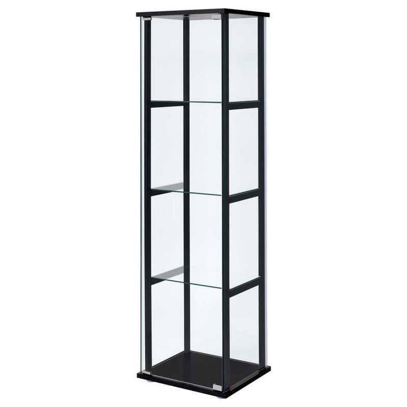 Cyclamen - 4-Shelf Glass Curio Cabinet - Black and Clear.