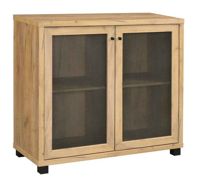 Mchale - Accent Cabinet With Two Mesh Doors - Golden Oak