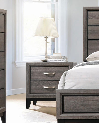 Watson - 2-Drawer Nightstand - Grey Oak and Black.