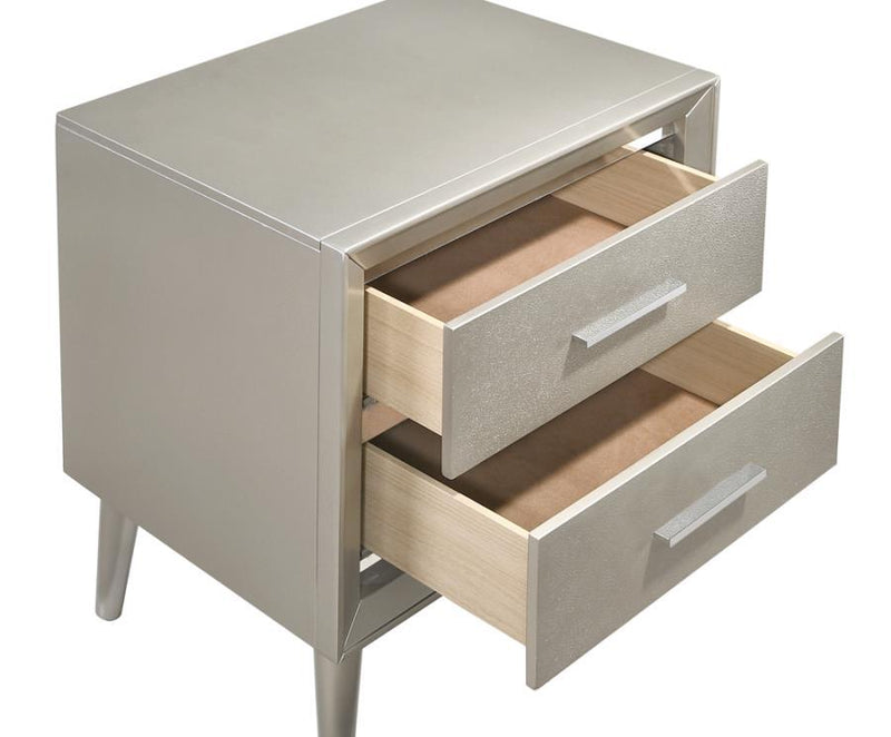 Ramon - 2-Drawer Nightstand - Metallic Sterling - Grand Furniture GA