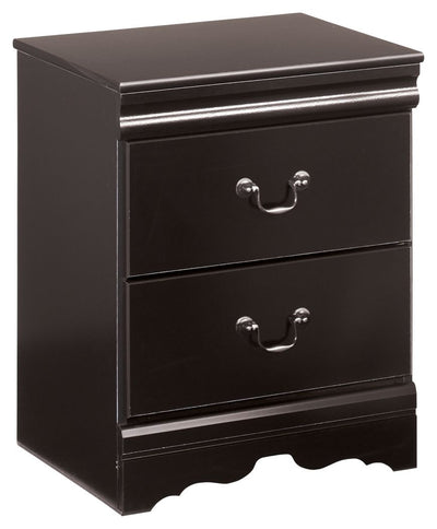 Huey - Black - Two Drawer Night Stand.