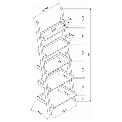 Colella - 5-Shelf Ladder Bookcase - Cappuccino.