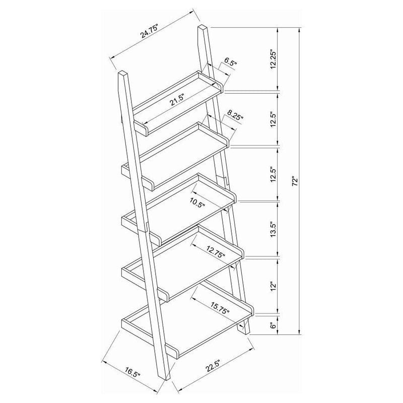 Colella - 5-Shelf Ladder Bookcase - Cappuccino.