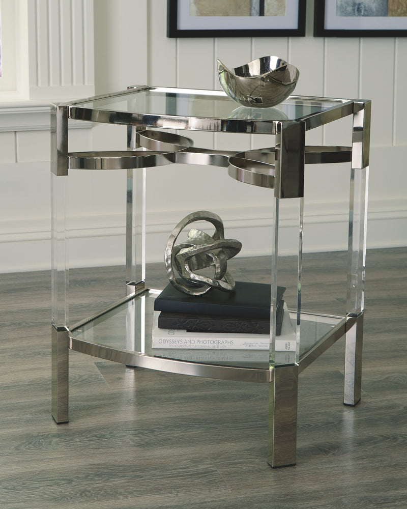 Chaseton - Clear / Silver Finish - Accent Table.