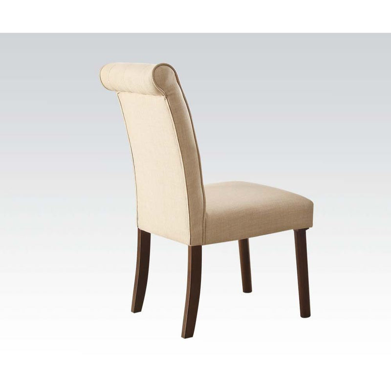 Gasha - Side Chair (Set of 2) - Beige Linen & Walnut - Grand Furniture GA