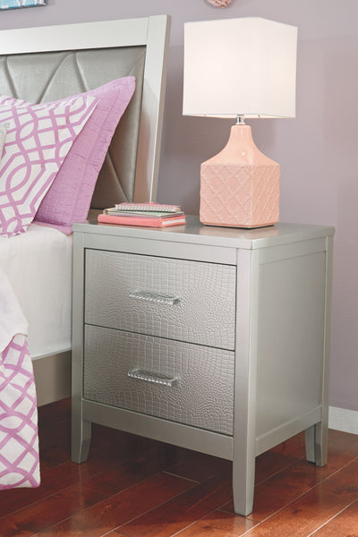 Olivet - Silver - Two Drawer Night Stand