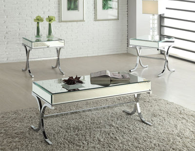 Yuri - Coffee Table - Mirrored Top & Chrome - Grand Furniture GA