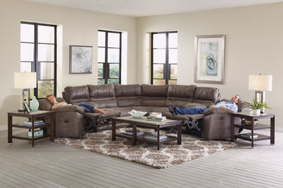 Braxton Modular Sectional - Power Headrest With Lumbar RSF Recliner With Extended Ottoman - Charcoal