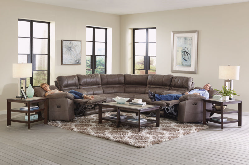Braxton Modular Sectional - Power Headrest With Lumbar RSF Recliner With Extended Ottoman - Charcoal