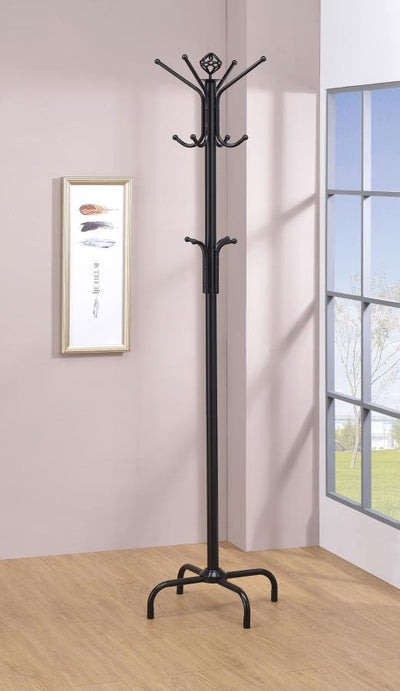 Collier - 12-Hook Coat Rack - Black - Freestanding Coat Racks - Grand Furniture GA