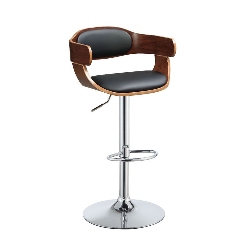 Camila - Stool - Black PU & Walnut - Metal - 42" - Grand Furniture GA