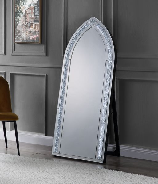 Noralie - Floor Mirror - Mirrored & Faux Diamonds