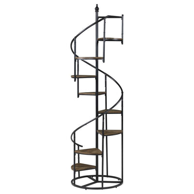 Roseglen - 8-Shelf Staircase Bookcase - Rustic Brown and Black.