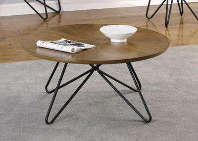 Brinnon - Round Coffee Table - Dark Brown And Black.