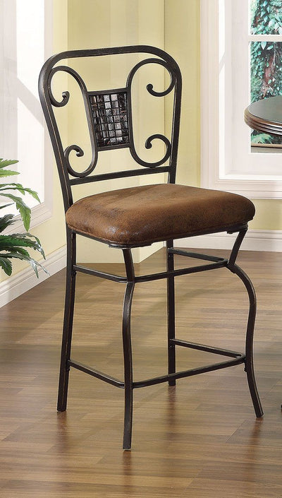 Tavio - Counter Height Chair (Set of 2) - Fabric & Antique Bronze - Grand Furniture GA