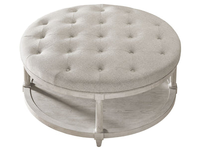 Past Forward - Lacie Round Ottoman - Pearl Silver