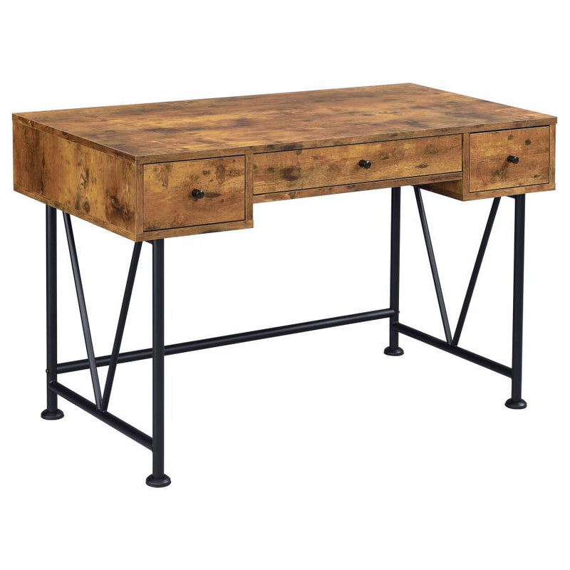 Analiese - 2 Piece 3-Drawer Writing Desk Set - Antique Nutmeg And Black - Grand Furniture GA