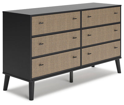 Charlang - Black / Gray - Six Drawer Dresser.