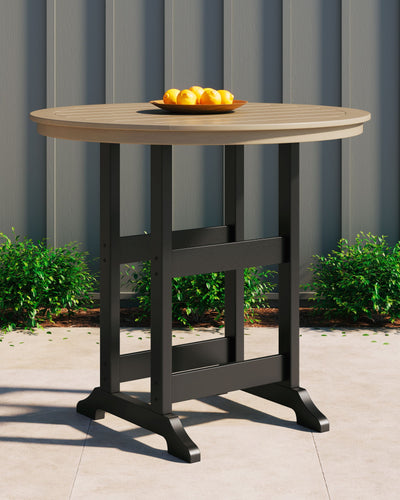 Fairen Trail - Black / Driftwood - Round Bar Table W/Umb Opt.