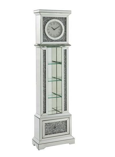 Noralie - Grandfather Clock - Mirrored & Faux Diamonds - Wood