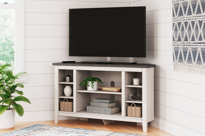 Dorrinson - Two-tone - Corner TV Stand/Fireplace Opt.