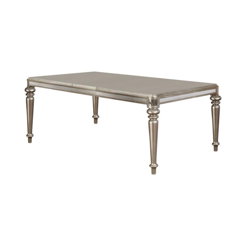 Bling Game - Rectangular Dining Table With Leaf - Metallic Platinum.