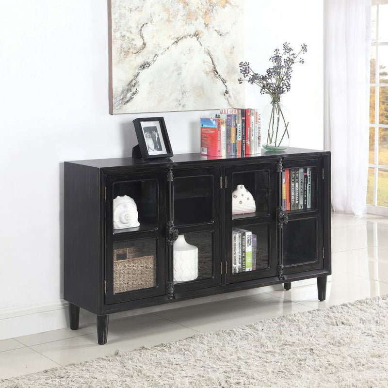 Sylvia - 4-Door Accent Cabinet - Black.