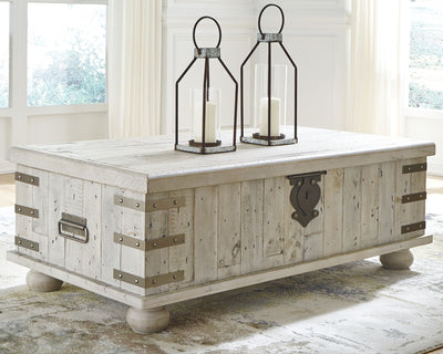 Carynhurst - White Wash Gray - Lift Top Cocktail Table.