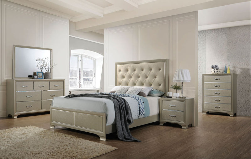 Carine - Queen Bed - PU & Champagne - Grand Furniture GA