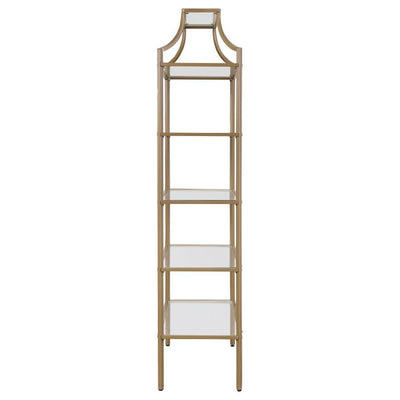 Serena - 5-Tier Tempered Glass Shelves Bookcase - Matte Gold.