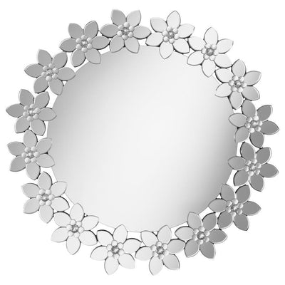 Cordelia - Round Floral Frame Wall Mirror.