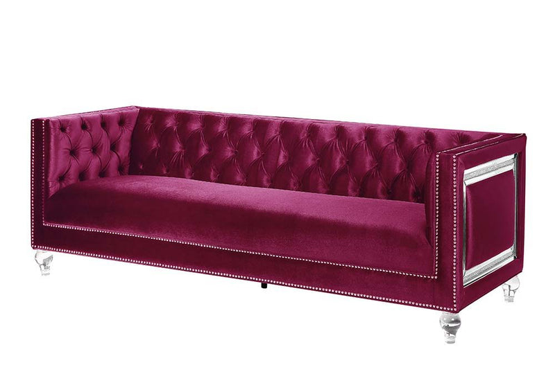 Heibero - Sofa - Burgundy Velvet - Grand Furniture GA