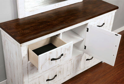 Alyson - Dresser - Distressed White / Walnut - Grand Furniture GA