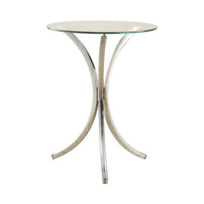 Eloise - Round Accent Table With Curved Legs - Chrome.