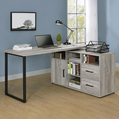 Hertford - L-shape Office Desk with Storage - Writing Desks - Grand Furniture GA