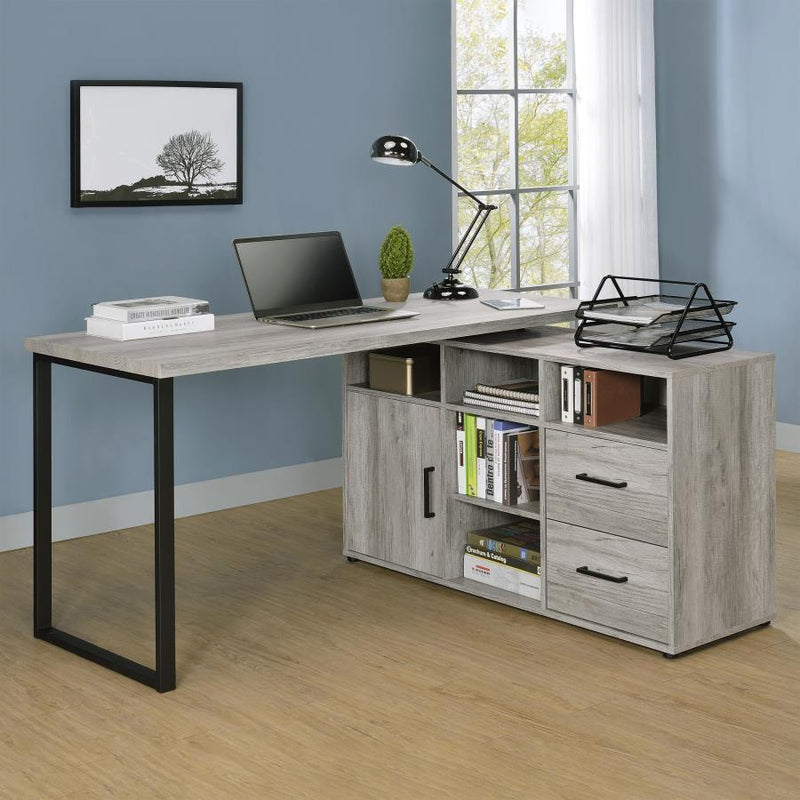 Hertford - L-shape Office Desk with Storage - Writing Desks - Grand Furniture GA