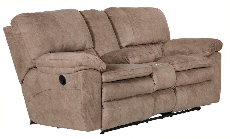 Reyes - Lay Flat Reclining Console Loveseat With Storage & Cupholders