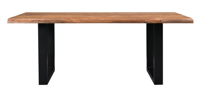 Brownstone II - Table With Natural Live Edge Top And Metal Base.