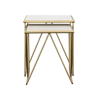 Bette - 2-Piece Nesting Table Set - White and Gold.