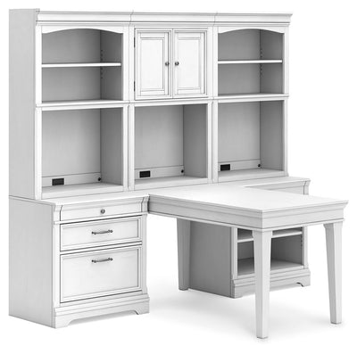 Kanwyn - Whitewash - Partners Desk With 2 Bookcases