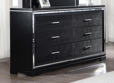 Cappola - Rectangular 6-Drawer Dresser - Silver and Black.