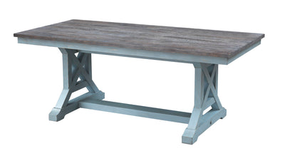 Bar Harbor - Hand Painted Table With Plank Style Top.