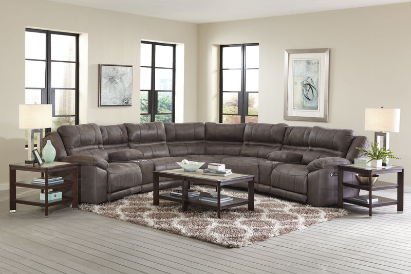 Braxton Modular Sectional - Power Headrest With Lumbar RSF Recliner With Extended Ottoman - Charcoal