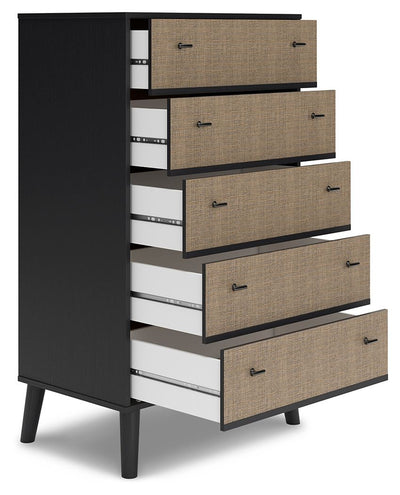 Charlang - Black / Gray - Five Drawer Chest.