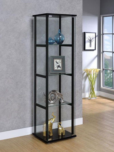 Cyclamen - 4-Shelf Glass Curio Cabinet - Black and Clear.