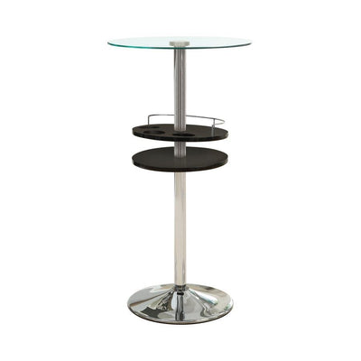 Gianella - Glass Top Bar Table With Wine Storage - Black and Chrome.