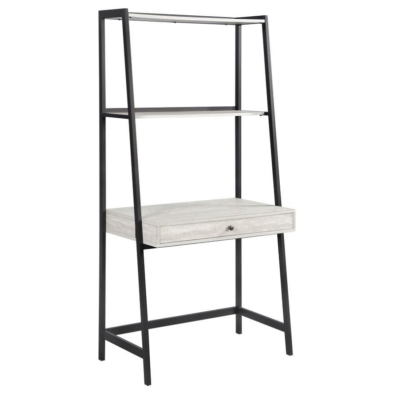 Pinckard - 1-Drawer Ladder Desk - Gray Stone And Black