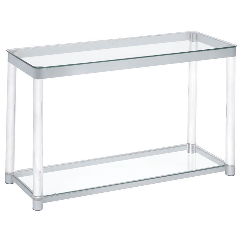 Anne - Sofa Table With Lower Shelf - Chrome And Clear - Sofa Tables - Grand Furniture GA